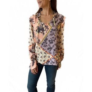 SANCTUARY Women's Blouse Prairie Days Floral Long Sleeve Top Size Small
